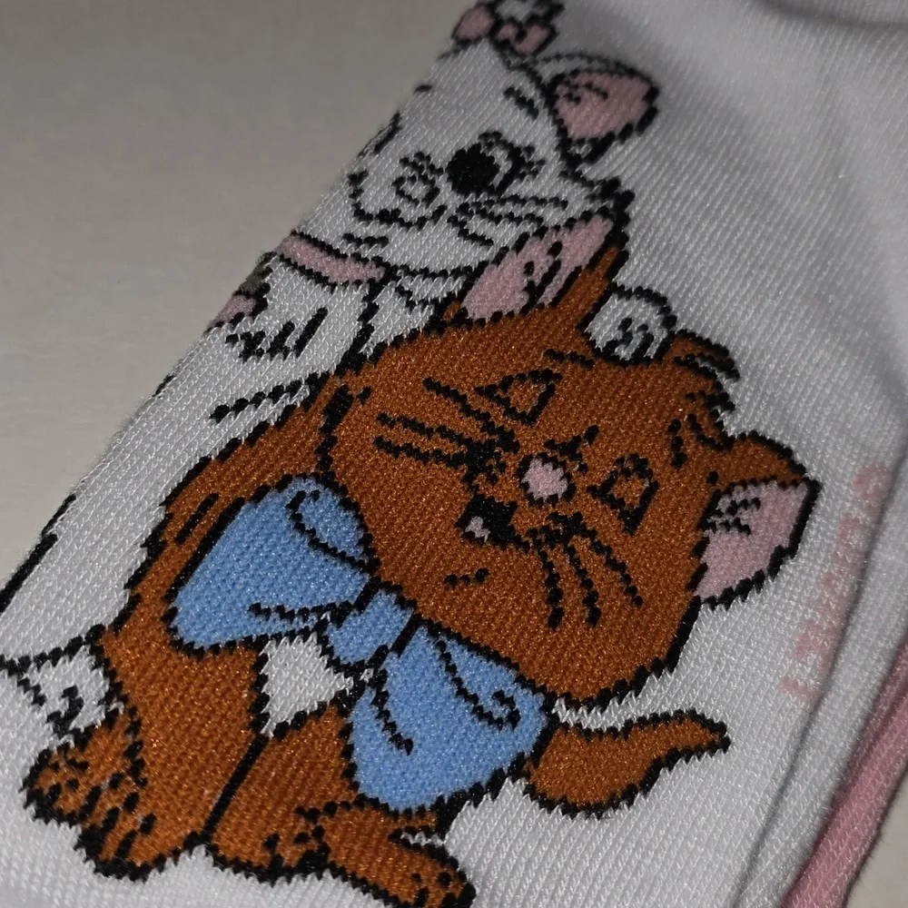 Set of 2 Pink and White Aristocats Socks with  a Matching Lipgloss